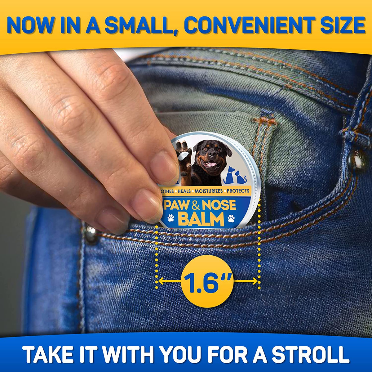 0,5 Oz Natural Dog Paw Balm, Dog Paw Protection for Hot Pavement, Dog