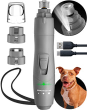 Load image into Gallery viewer, Dog Nail Grinder with LED Light, Rechargeable Dog Nail Grinder for Large Dogs, Medium &amp; Small Dogs, Professional Pet Nail Grinder for Dogs Quiet Soft Puppy Grooming, Cat Nail Grinder, Dog Nail Trimmer