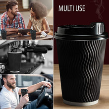 Load image into Gallery viewer, Insulated Disposable Coffee Cups with Lids &amp; Straws 12 oz, 100 Packs - Paper Cups for Hot Beverage Drinks To Go Tea Coffee Home Office Car Coffee Shop Party (Black)