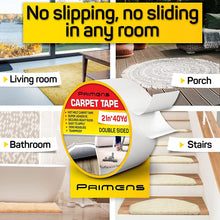 Load image into Gallery viewer, Double Sided Carpet Tape - Rug Grippers Tape for Area Rugs and Hardwood Floors - Carpet Binding Tape Removable, Residue Free, Strong Adhesive and Heavy Duty Stickers Tape, Hardwood Safe 2inch/40yards