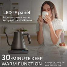 Load image into Gallery viewer, Gooseneck Electric Kettle Temperature Control With 7 Presets - Gooseneck Kettle for Coffee &amp; Tea 100% Stainless Steel, Touch LED Panel, Automatic Shut Off, Fast Boil and Keep Warm Watter Kettle