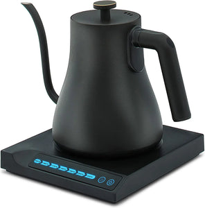 Gooseneck Electric Kettle Temperature Control With 7 Presets - Gooseneck Kettle for Coffee & Tea 100% Stainless Steel, Touch LED Panel, Automatic Shut Off, Fast Boil and Keep Warm Watter Kettle