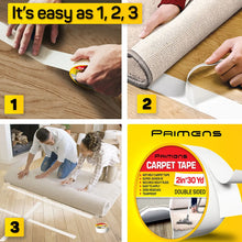 Load image into Gallery viewer, Double Sided Carpet Tape - Rug Grippers Tape for Area Rugs and Hardwood Floors - Carpet Binding Tape Removable, Residue Free, Strong Adhesive and Heavy Duty Stickers, Hardwood Safe, 2 Inch / 30 Yards