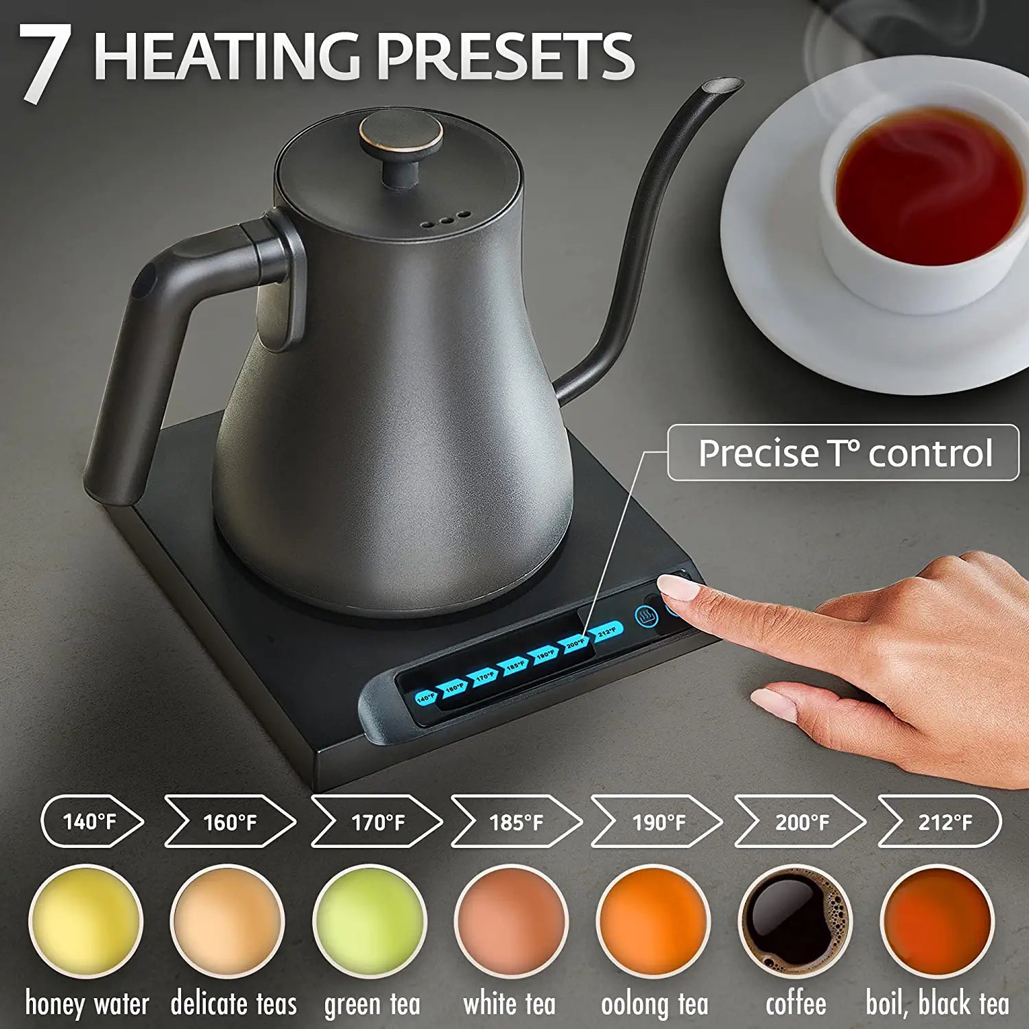 Electric Kettle with Temperature Control Smart Tea Coffee Water Heater  Teapot